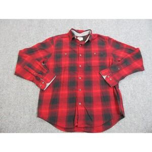 Woolrich Shirt Mens Medium Red Black Buffalo Plaid Flannel Button‎ Front Casual